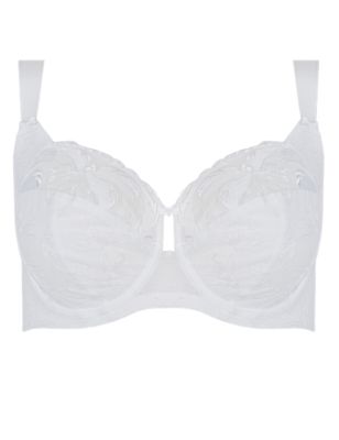 Underwired Maximum Support Hibiscus Embroidered Full Cup Bra